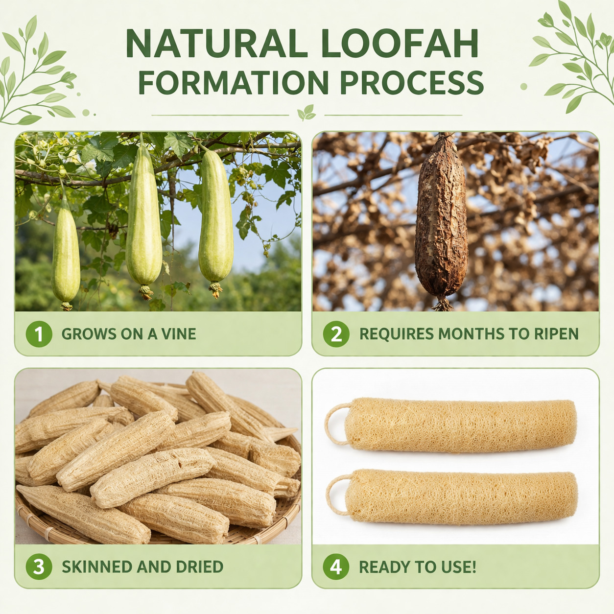 Natural loofah transformation process