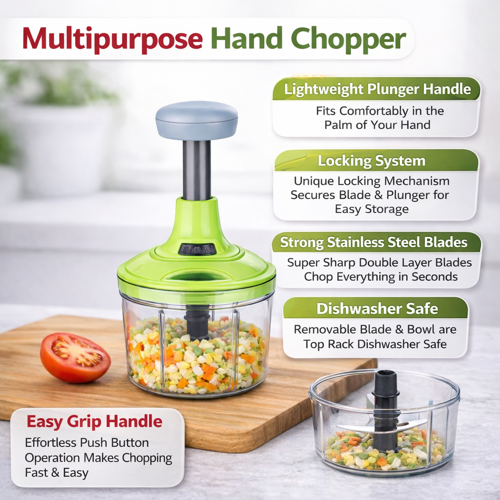 Features of manual vegetable handpress chopper